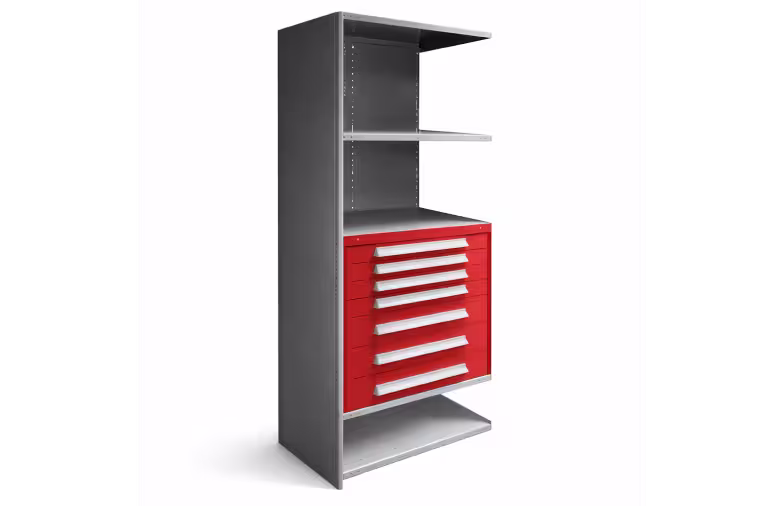 
          Industrial Shelving with Drawers