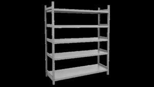 Industrial open shelving for bulk items and carton storage in warehouses