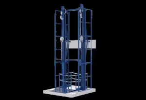 Hydraulic VRC lift for heavy pallet transfer on mezzanine