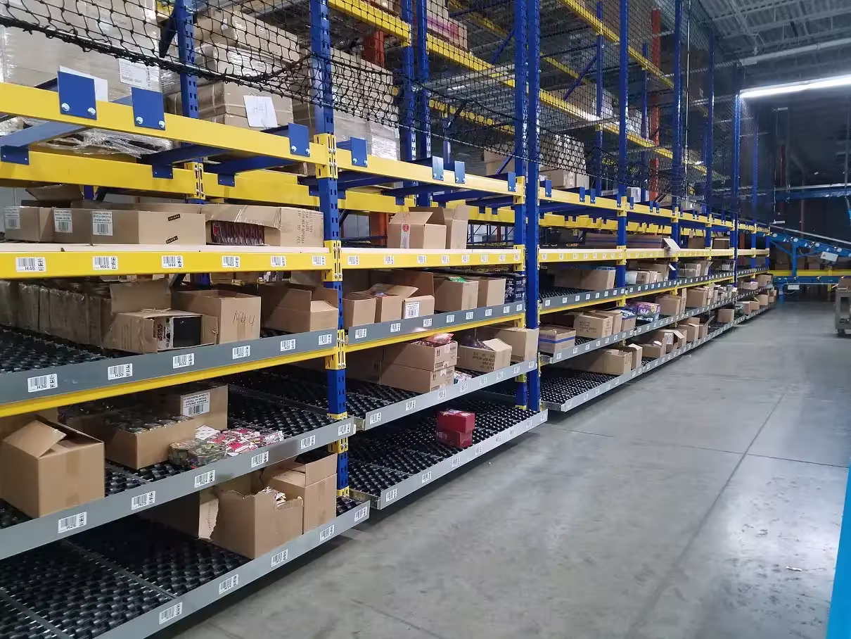 Carton flow rack system designed around SKU velocity, lane depth, and replenishment access