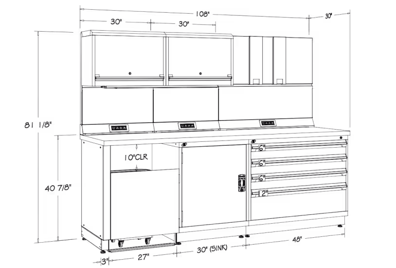 Heavy duty red rolling tool cart with 7 drawers, side pegboard tool organizer, stainless steel worktop and locking casters for garage and workshop storage.