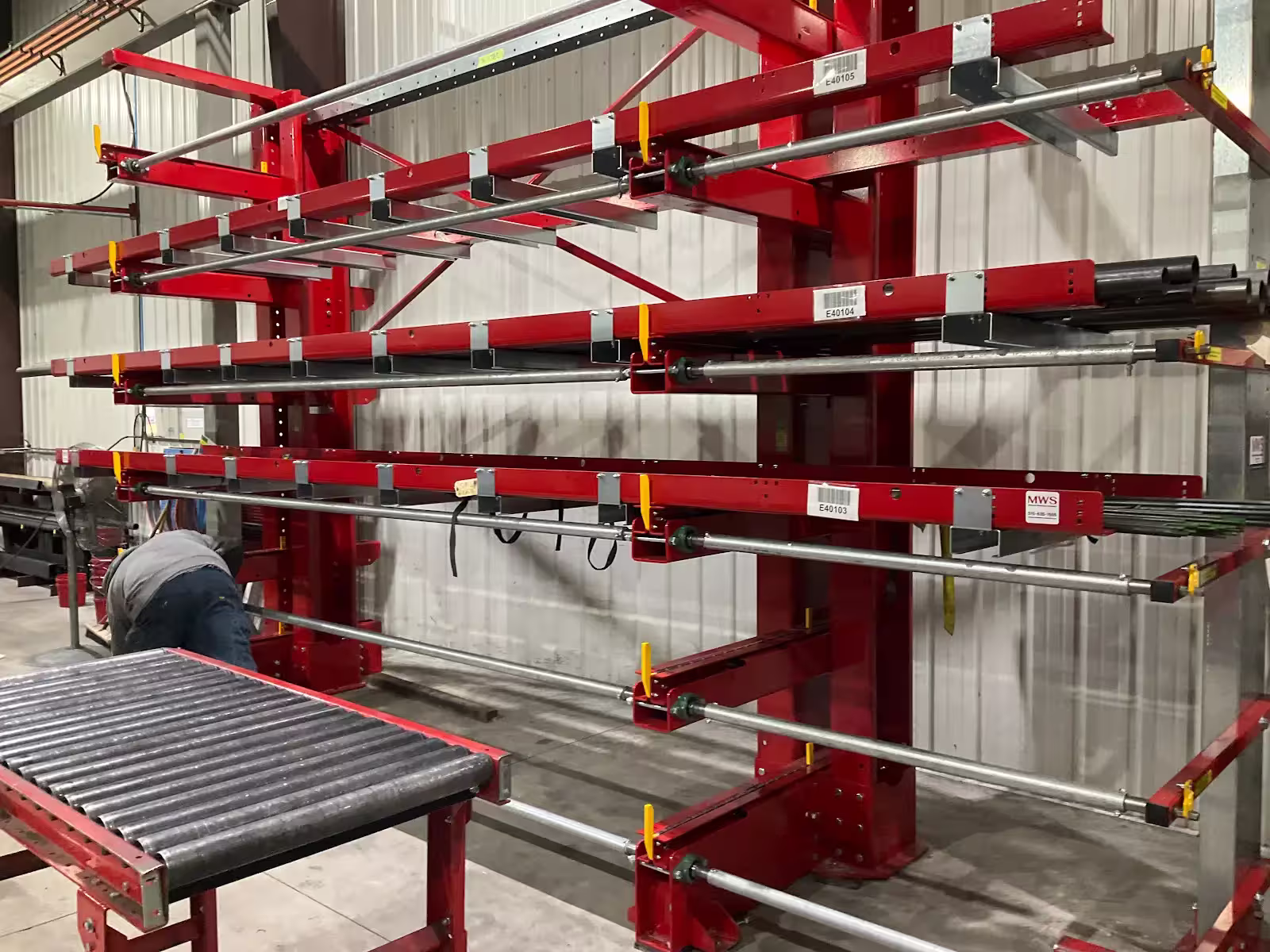 Midwest Warehouse Solutions rollout rack installation engineered for industrial storage