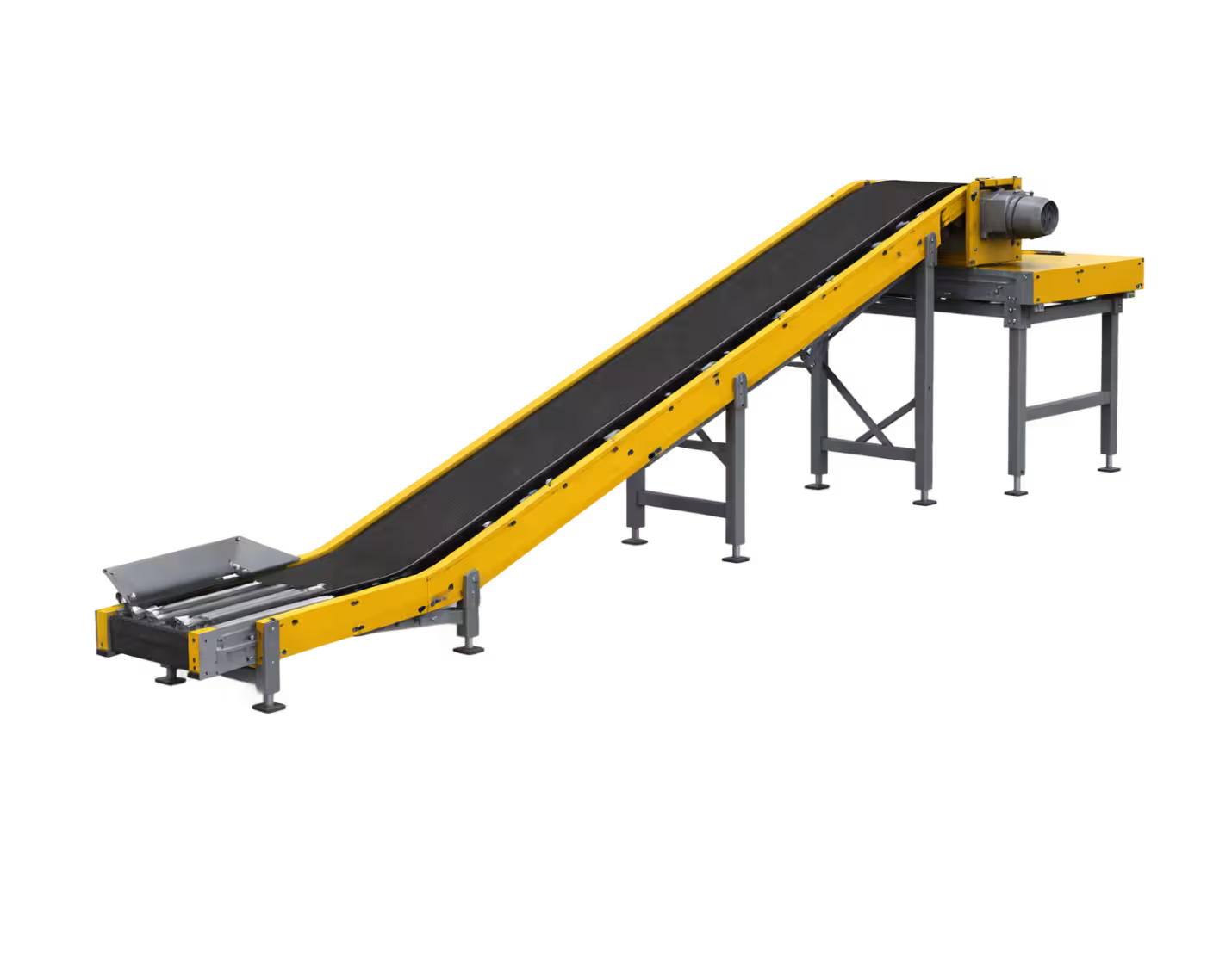 Sortation belt conveyor system routing packages to shipping lanes in warehouse