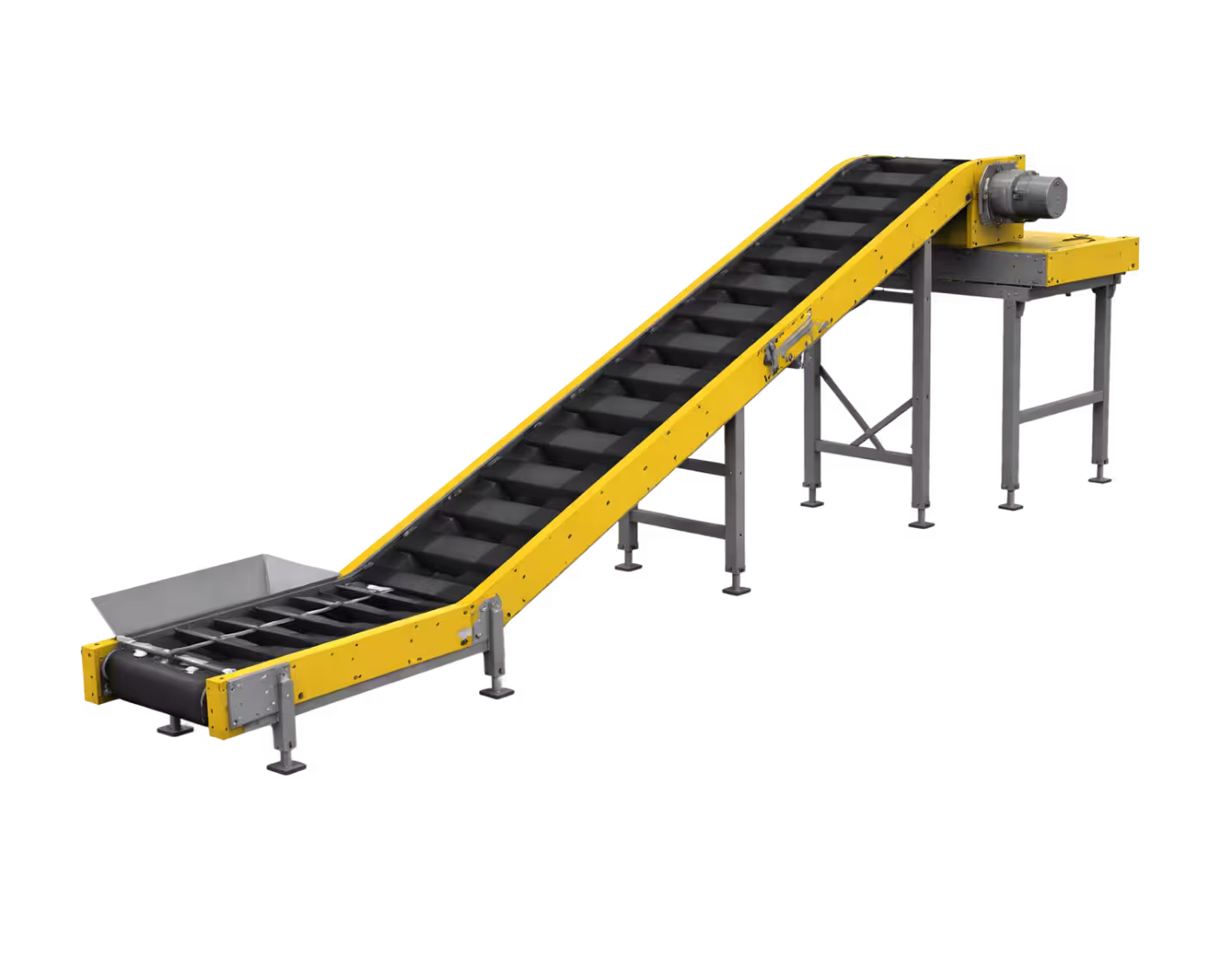 Zero-pressure accumulation belt conveyor system buffering product flow in warehouse