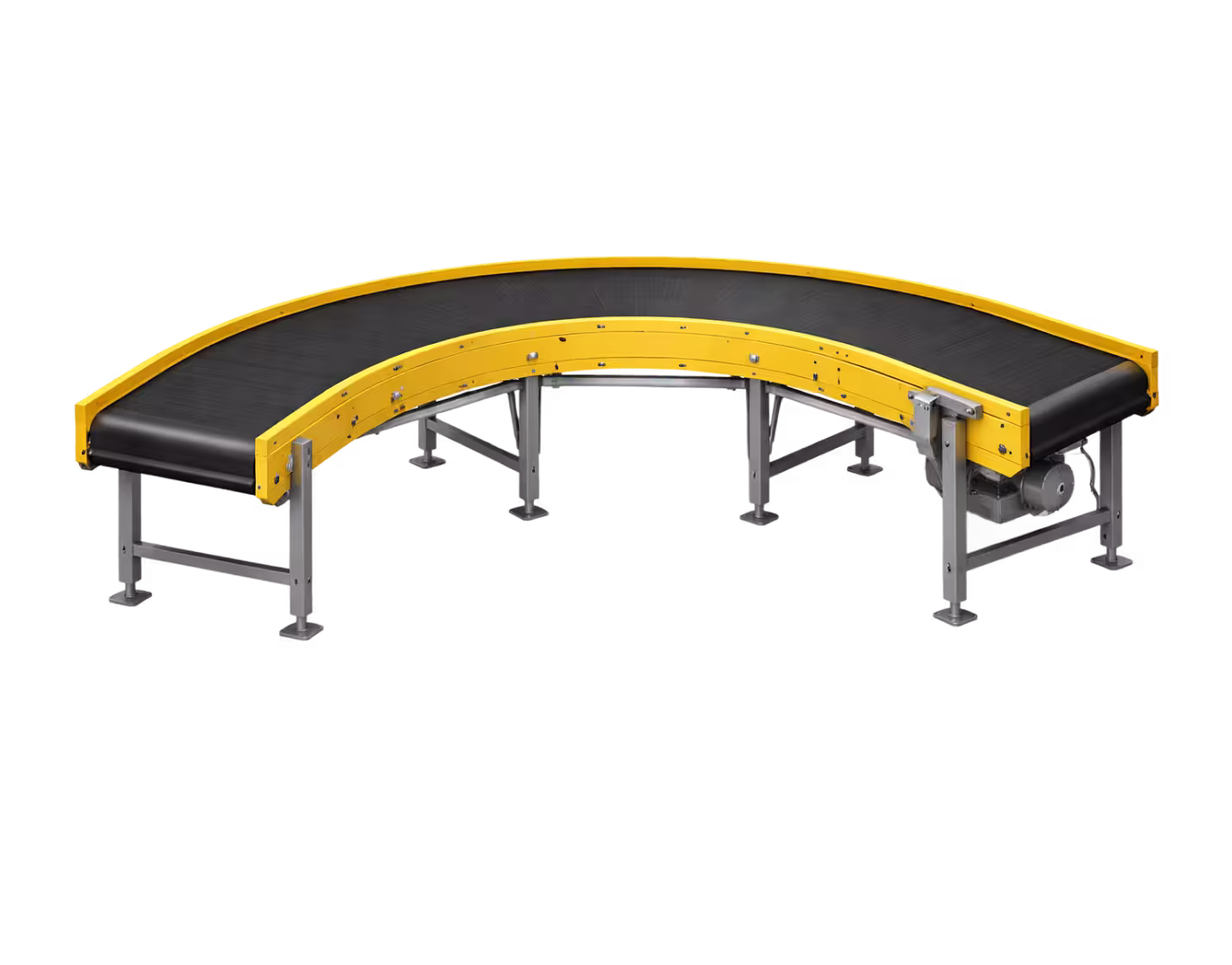 Spiral belt conveyor system moving products between warehouse mezzanine levels